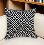 20" X 7" X 20" Cool Transitional Black And White Pillow Cover With Poly Insert