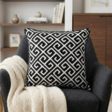 20" X 7" X 20" Cool Transitional Black And White Pillow Cover With Poly Insert