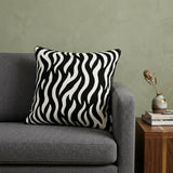 20" X 7" X 20" Transitional Black And White Zebra Pillow Cover With Poly Insert