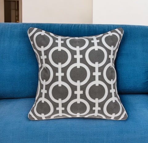 20" X 7" X 20" Transitional Gray And White Accent Pillow Cover With Poly Insert