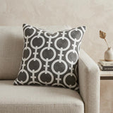 20" X 7" X 20" Transitional Gray And White Accent Pillow Cover With Poly Insert