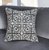 20" Gray And White Stencil Cotton Throw Pillow