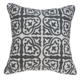 20" Gray And White Stencil Cotton Throw Pillow