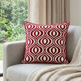 20" X 7" X 20" Transitional Red And White Pillow Cover With Poly Insert