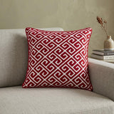 20" X 7" X 20" Transitional Red And White Cotton Pillow Cover With Poly Insert
