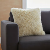 20" Gold Genuine Tibetan Lamb Fur Pillow With Microsuede Backing