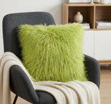 20" Lime Green Genuine Tibetan Lamb Fur Pillow With Microsuede Backing