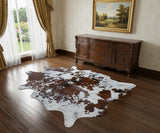 5' X 6' Brown And White Cowhide Handmade Area Rug