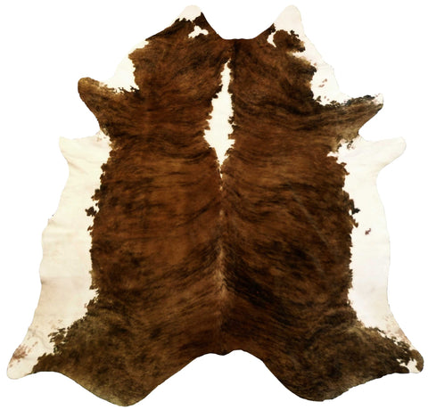 5' X 6' Brown And White Cowhide Handmade Area Rug