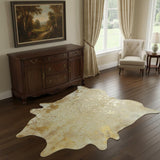 5' X 6' Gold Cowhide Handmade Area Rug