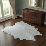 5' X 6' Silver Cowhide Handmade Area Rug