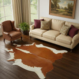6' X 7' Brown And White Cowhide Handmade Area Rug