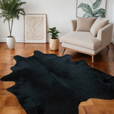 5' X 6' Black Cowhide Handmade Area Rug