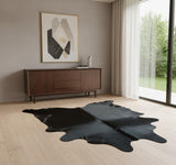 5' X 6' Black Cowhide Handmade Area Rug