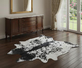 5' X 6' Black And White Cowhide Handmade Area Rug