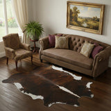 6' X 7' Brown And White Cowhide Handmade Area Rug