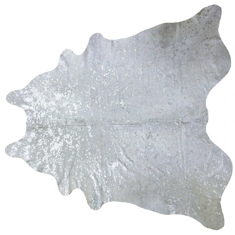 6' X 7' Silver Cowhide Handmade Area Rug