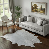 6' X 7' Silver Cowhide Handmade Area Rug