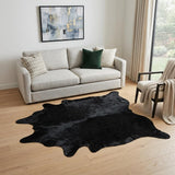 6' X 7' Black Cowhide Handmade Area Rug