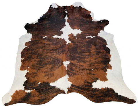6' X 7' Brown And White Cowhide Handmade Area Rug