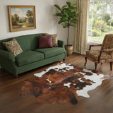 6' X 7' Brown And White Cowhide Handmade Area Rug