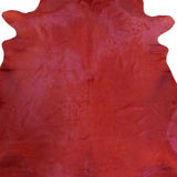 6' X 7' Red Cowhide Handmade Area Rug