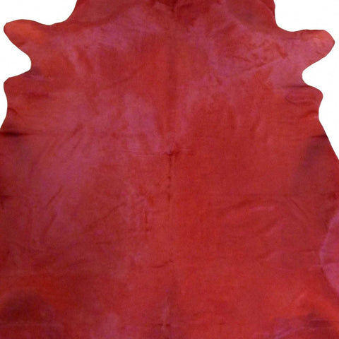 6' X 7' Red Cowhide Handmade Area Rug