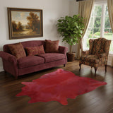 6' X 7' Red Cowhide Handmade Area Rug
