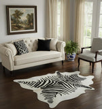 6' X 7' Black And White Cowhide Handmade Area Rug