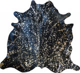 6' X 7' Gold And Black Cowhide Handmade Area Rug