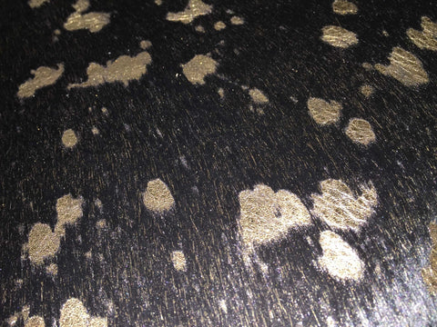 6' X 7' Gold And Black Cowhide Handmade Area Rug