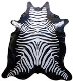 6' X 7' Black And White Cowhide Handmade Area Rug