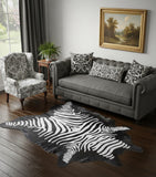 6' X 7' Black And White Cowhide Handmade Area Rug