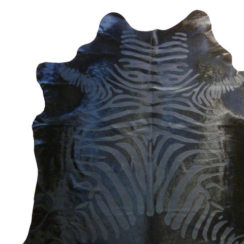 6' X 7' Black Cowhide Handmade Area Rug