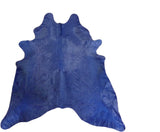 6' X 7' Navy Blue Cowhide Handmade Area Rug