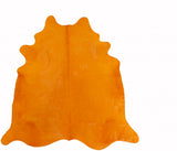 6' X 7' Orange Cowhide Handmade Area Rug