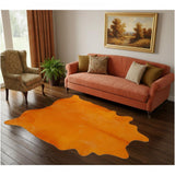 6' X 7' Orange Cowhide Handmade Area Rug