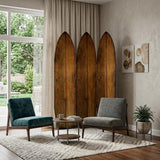 71" Brown Solid Wood Folding Three Panel Screen Room Divider