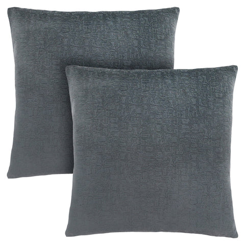 Set of Two 18" Dark Gray Velvet Throw Pillows