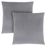 Set of Two 18" Silver Velvet Throw Pillows
