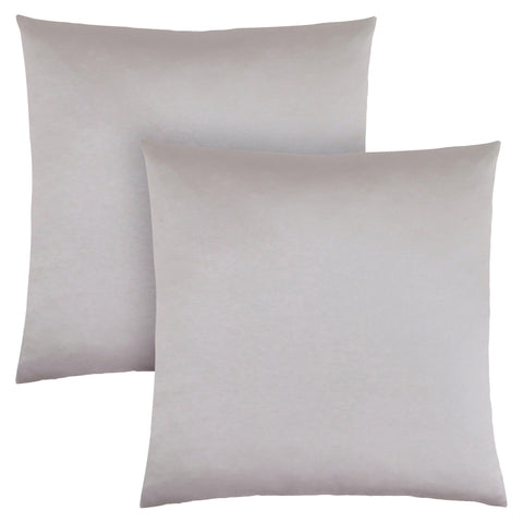 Set of Two 18" Silver Satin Throw Pillows