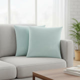 Set of Two 18" Mint Green Satin Throw Pillows