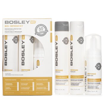 MD BosDefense Color Safe Starter Kit: Nourishing Shampoo 5.1oz+Volumizing Conditioner 5.1oz+Leave In Treatment 3.4oz - 3pcs