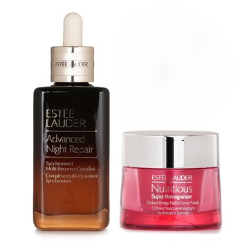Estee Lauder Nutritious Super-Pomegranate Radiant Energy Night Creme/Mask + ANR Synchronized Multi-Recover (Standard Edition) - 2pcs