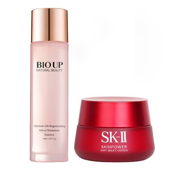 SK II Skinpower Airy Milky Lotion (Box Damaged) X Natural Beauty BIO UP Ultimate Lift Regenerating Micro Treatment Essence - 2pcs
