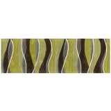 8' Lime Green Brown And Blue Wool Abstract Hand Tufted Runner Rug