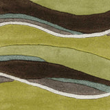 8' Lime Green Brown And Blue Wool Abstract Hand Tufted Runner Rug