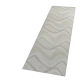 7' Ivory And Gray Wool Abstract Hand Tufted Runner Rug