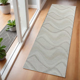 7' Ivory And Gray Wool Abstract Hand Tufted Runner Rug