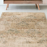 5' X 8' Champagne And Beige Damask Area Rug